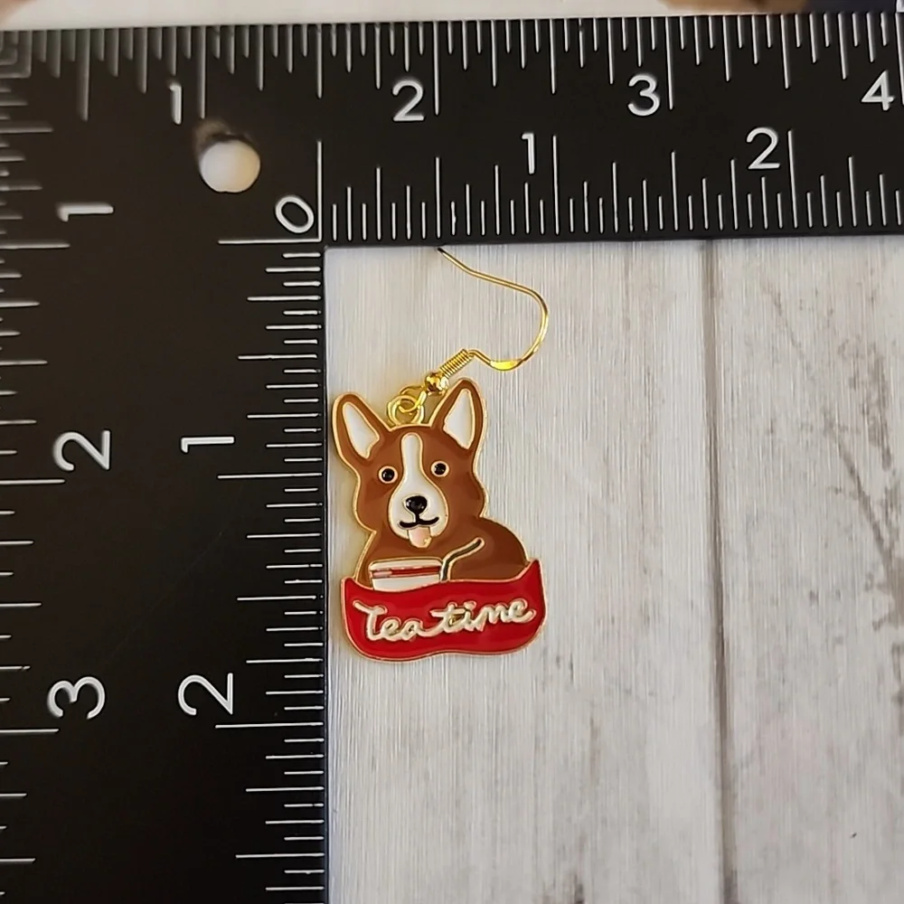 TEATIME  Corgi Dog Earrings 925S Post EO - Picture 3 of 3